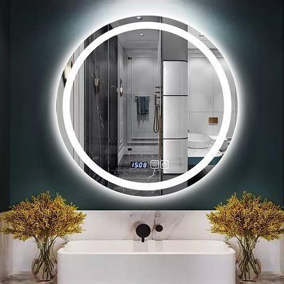 Дзеркало KIRO з LED-підсвіткою + сенсорне керування + підігрів + годинник 13510 фото