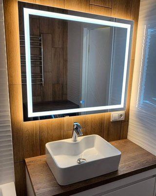 Дзеркало LUNIO з фронтальною та фоновою LED-підсвітками + сенсорне керування + підігрів 15372 фото