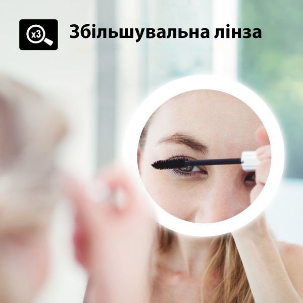 Дзеркало DELIA з LED-підсвіткою + сенсорне керування + підігрів + годинник + лінза + температура + дата 2318 фото